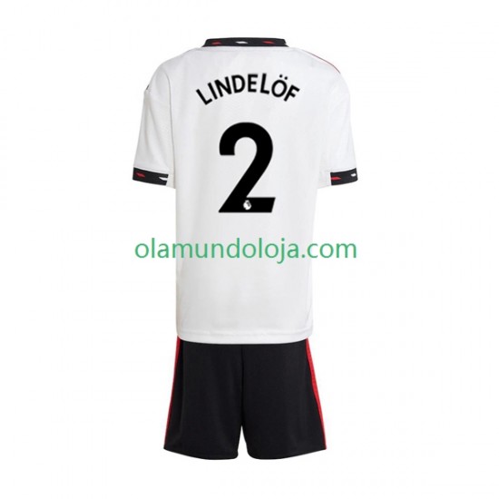 Camisola Manchester United Victor Lindelof 2 Criança Equipamento Segundo 2022-2023 Manga Curta